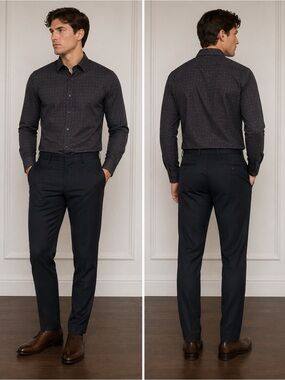 NWOT Sophisticated Black Patterned Men's Button Down Shirt